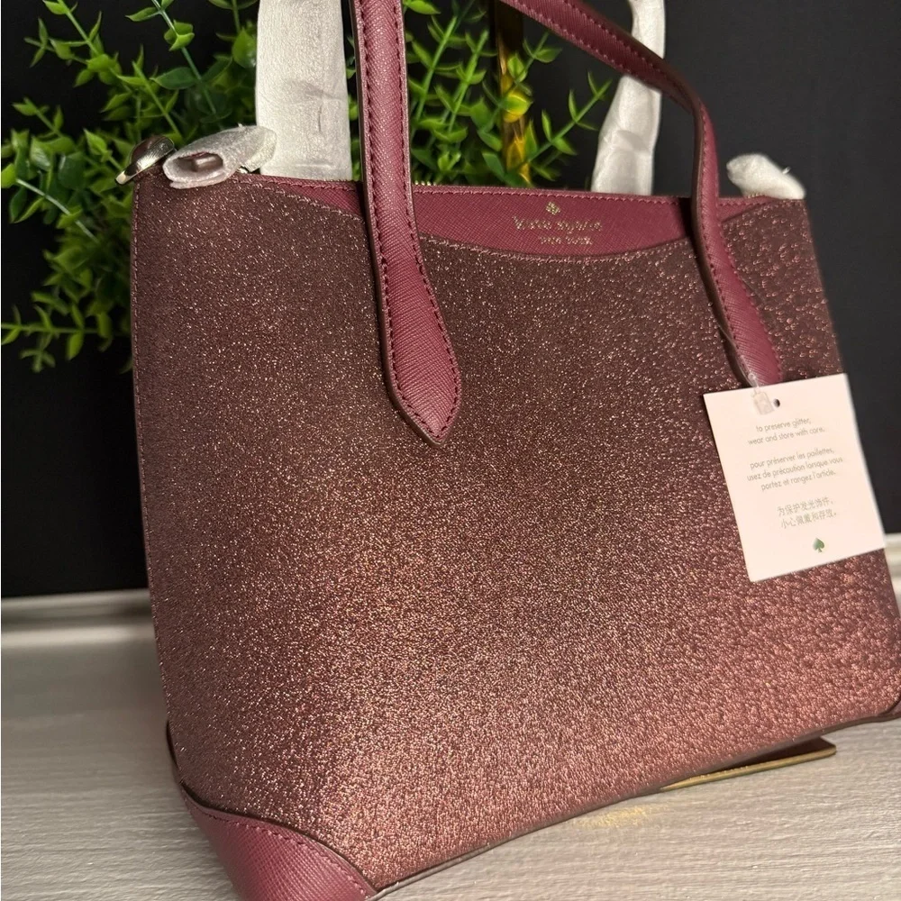 Kate Spade New York Glitter Satchel with Crossbody Strap Deep Nova NWT